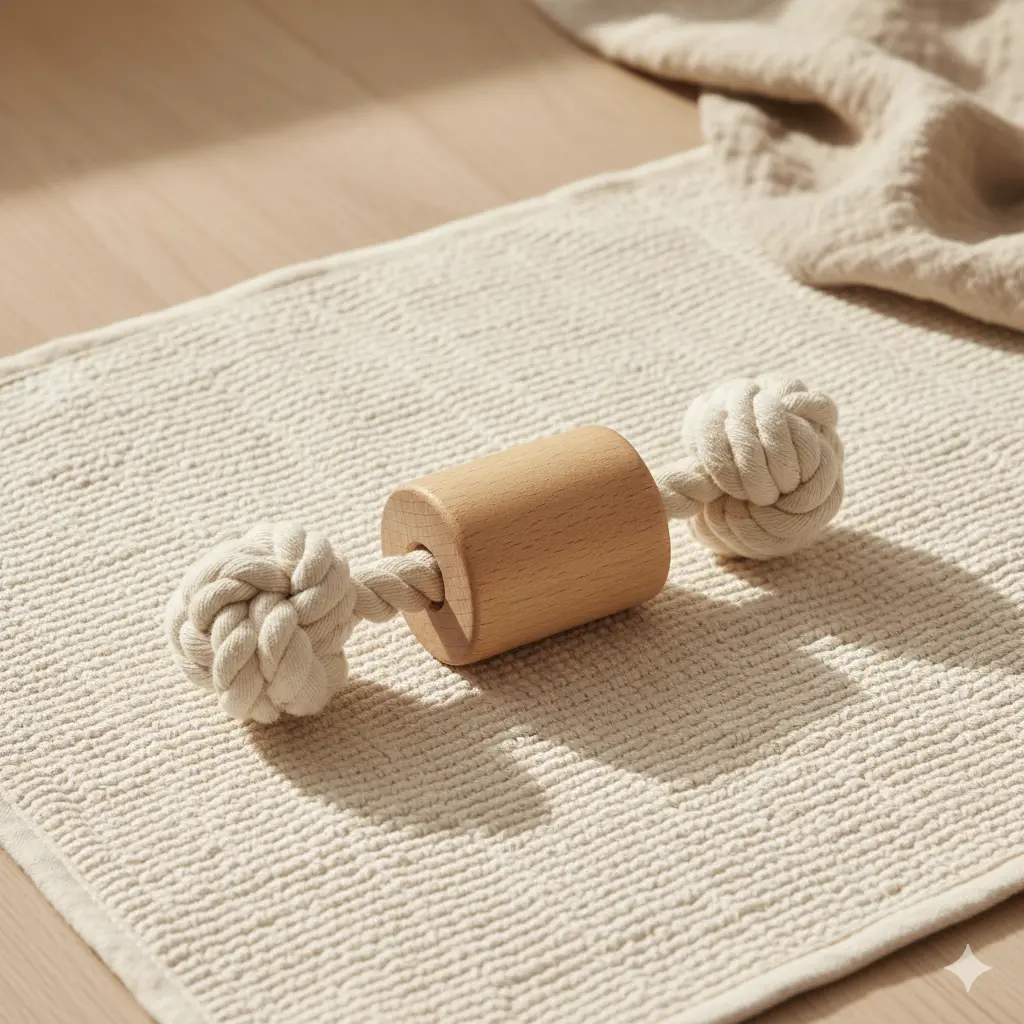 The Kinship Tug Toy - Natural Beechwood & Cotton Rope